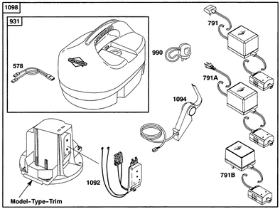 Electric Motor And Related Diagram and Parts List for BE2011-0111-XX  Briggs and Stratton Engine